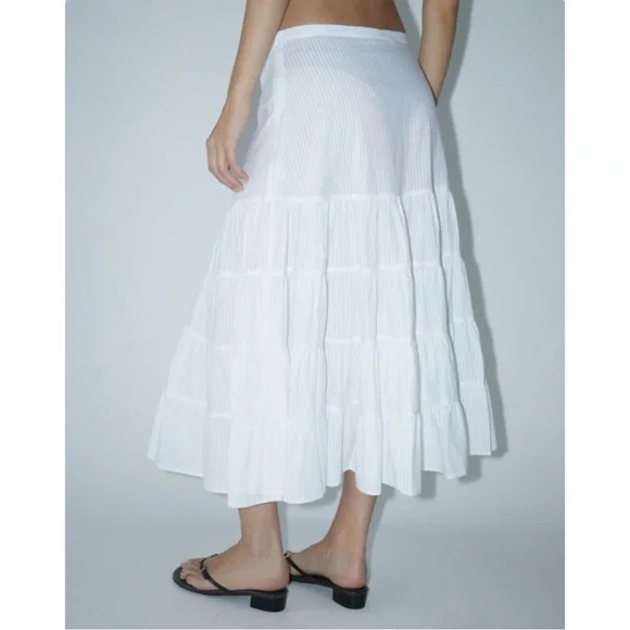 NWT Paloma Wool Long Etoile - White Cotton Blend Gathered Midi Maxi Skirt sz 38 - Picture 2 of 16